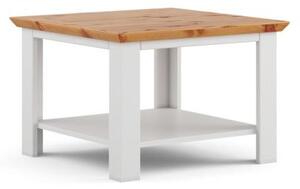 Tavolino salotto legno massello pino shabby country bianco