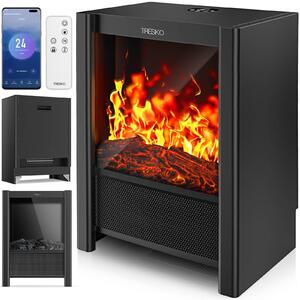Camino elettrico a fiamma LED - 2000 W - Controllo smart home WiFi - Termostato 5-35 °C - Telecomando