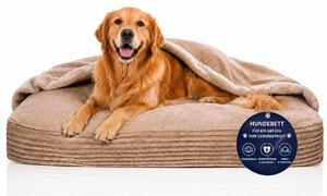 Cuccia ortopedica per cani tipo tana, che allevia le articolazioni XL 100 × 80 cm, beige