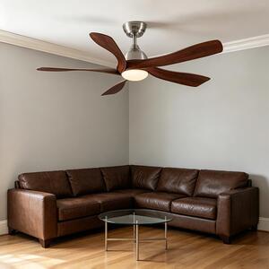 Ventilatore a soffitto Zelurxx con luce LED, diametro 132 cm, 6 velocità, telecomando, controllo tramite app, funzione inversione di marcia (per l'estate e l'inverno)