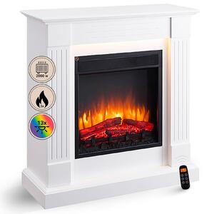 Stufa elettrica a pavimento - 2000 W - Effetto fiamma 3D - Bianca