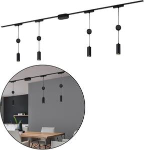 Sistema di binari Briloner Luxtrail, set completo, 4x LED a sospensione, nero