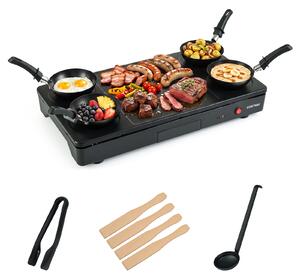 Costway Barbecue elettrico da tavolo 1000w piastra antiaderente per raclette e bistecca con 4 padelle e accessori, Griglia elettrica da tavolo