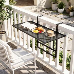 Costway Tavolino pieghevole da balcone Tavolino metallo appendibile ringhiera piano largo altezza 5 livelli regolabil 80 x 50 cm, Tavolo richiudibile per giardino