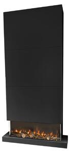 Stufa elettrica da parete, riscaldamento a 3 lati, 1400 Watt, colore nero, con decorazione a LED