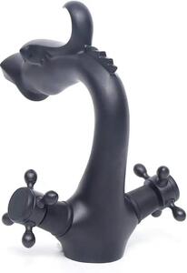 Miscelatore per lavabo in stile vintage con motivo a drago, realizzato in ottone nero