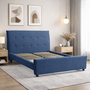 Letto Matrimoniale DALLAS in Tessuto Luxury Blu