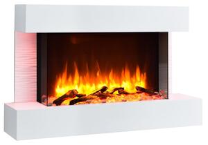 Stufa elettrica - 2000 W - Effetto fiamma 3D - Bianca