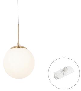 Lampada a sospensione Art Déco oro con vetro opale incl. adattatore binario bianco monofase - Iconic Flore