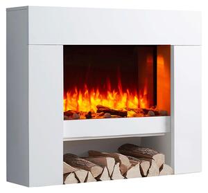 Stufa elettrica a colonna - 1000/2000 W - Effetto fiamma 3D - Bianca