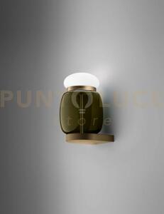 Faro applique a parete s verde antico bianco montatura ottone verni