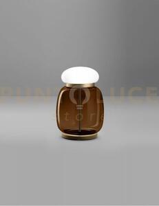 Faro lampada da tavolo g terra bruciata bianco montatura ottone ver