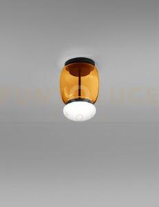 Faro lampada da soffitto s ambra scura bianco montatura nero opaco 
