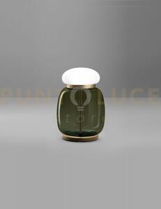 Faro lampada da tavolo g verde antico bianco montatura ottone verni