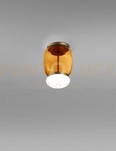 Faro lampada da soffitto s ambra scura bianco montatura ottone vern