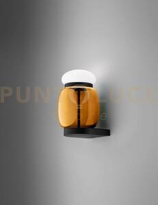 Faro applique a parete s ambra scura bianco montatura nero opaco 2 