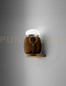 Faro applique a parete s terra bruciata bianco montatura ottone ver