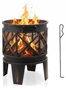 Cesto da fuoco BBQ-Toro "Plum" Ø 42 cm incl. attizzatoio, in look ruggine antico, per giardino e terrazza