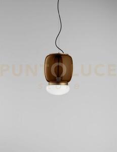 Faro sospensione s terra bruciata bianco montatura ottone verniciat