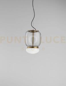 Faro sospensione s cristallo bianco montatura ottone verniciato l22