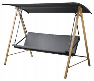 Altalena da giardino autoportante, per 3 persone, in acciaio, colore grigio, dimensioni 212 cm, con tettoia regolabile