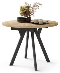 ALMO Rovere Craft Gold/gambe nere - TAVOLO ROTONDO ALLUNGABILE CON GAMBE A Y LOFT / INDUSTRIALE PER SALONE / SALA DA PRANZO