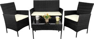 Set da giardino in rattan ARIANA - nero / crema