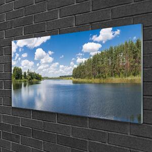 Quadro in vetro Paesaggio della Foresta del Lago 100x50 cm