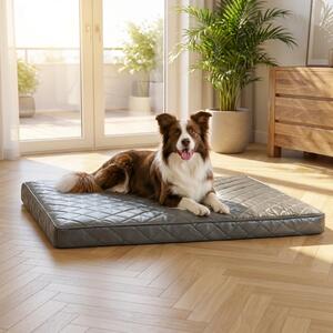 Materassino ortopedico per cani Belviona, realizzato in memory foam con rivestimento removibile, facile da pulire e antiscivolo, dimensioni 100x70 cm, colore grigio