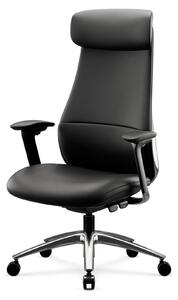 Sedia da ufficio, sedia da scrivania, sedia ergonomica girevole, poltrona da ufficio in pelle, modello COMMAND, colore nero, design di Jan Nowak