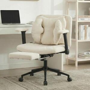 Sedia da ufficio, sedia girevole, sedia da scrivania regolabile in altezza con poggiapiedi, portata massima 150 kg, sedia da gaming con braccioli e ruote, color beige