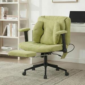 Sedia da ufficio, sedia girevole, sedia da scrivania regolabile in altezza con poggiapiedi, portata massima 150 kg, sedia da gaming con braccioli e ruote, colore verde