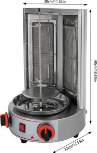 Griglia a gas verticale - Griglia rotante - 4,3 kW - Acciaio inossidabile - Spiedo rotante a 360° - Ideale per cucinare carne e altri alimenti, sia in casa che in ambito professionale