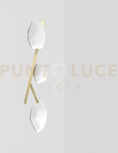 Modulor plafoniera applique 3 bianco satinato e ottone verniciato l