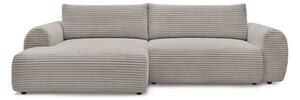 Divano angolare in grigio chiaro/beige allungabile (con penisola a sinistra) con rivestimento in velluto a coste Lucien – Bobochic Paris