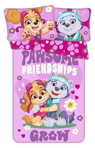 Set copripiumino e federa da bambini rosa in cotone per culla 100x135 cm Paw Patrol "Pawsome friendships grow" – Jerry Fabrics