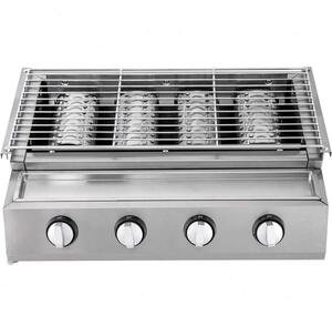 Griglia a gas senza fumo - Griglia portatile in acciaio inossidabile - Valvola a bassa pressione - Ideale per giardino, terrazza e balcone - Dimensioni: 58x40x20 cm - Colore: argento