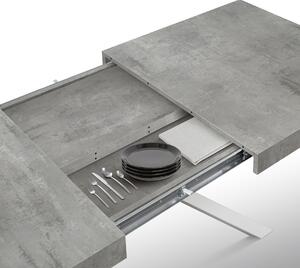 Tavolo FORTE DEI MARMI grigio cemento allungabile con base bianca 140×90 cm – 220×90 cm