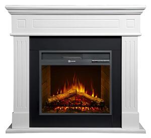 Camino elettrico caminetto da terra CAMBRIDGE in legno Bianco Dimensioni 110 x25x h 95 cm - peso 11,20 kg Volume riscaldabile 30 m2