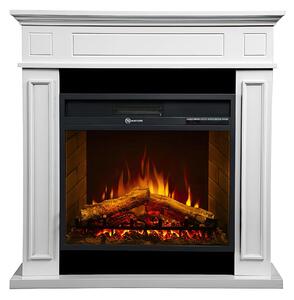 Camino elettrico caminetto da terra JEFFERSON in legno Bianco Dimensioni 89,5x28x h90,5 cm Volume riscaldabile 30 m2