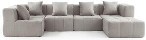 MILYSOFA SOFABULOUS: divano angolare modulare a 5 posti con chaise longue, raffinato tessuto a ricami, beige pietra