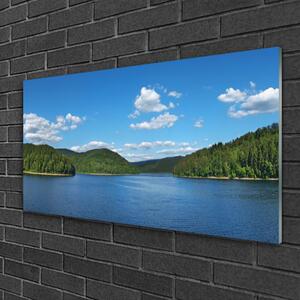 Quadro di vetro Paesaggio della Foresta del Lago 100x50 cm