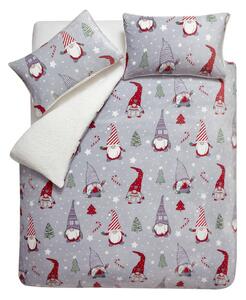 Set copripiumino e federa grigio in micropile per letto matrimoniale e per letto esteso 230x220 cm Festive Gnomes – Catherine Lansfield