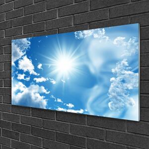 Quadro di vetro Sole Nuvole Cielo Blu 100x50 cm