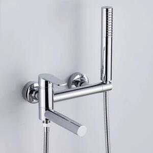 Miscelatore per vasca da bagno a cascata - Rubinetto per vasca da bagno da montare a parete - Miscelatore monocomando - Acqua calda e fredda - Corpo in ottone con cartuccia in Vetroceramica - Finitura cromata