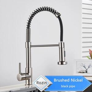 Miscelatore per lavello da cucina - Miscelatore estraibile per lavello - Tubo flessibile con molla - Miscelatore monocomando per acqua calda e fredda - Ottone - Montaggio a incasso - Finitura nera opaca