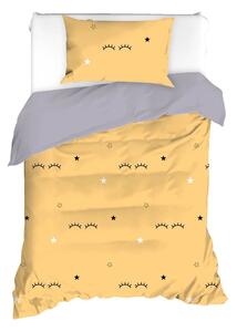 Set copripiumino e federa giallo/grigio per letto singolo 140x200 cm Dide – Mijolnir