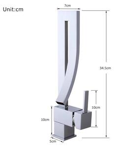 Miscelatore monocomando a cascata per lavabo - Rubinetteria da bagno - Miscelatore monocomando - Acqua calda e fredda - Montaggio a incasso - Installazione con un foro - Cromato