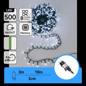 Aigostar - LED Catena luminosa natalizia per esterni 500xLED/8 funzioni 13m IP44 bianco freddo