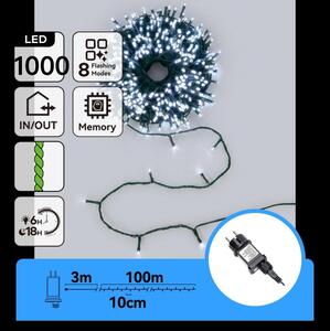 Aigostar - Catena luminosa natalizia LED per esterni 1000xLED/8 funzioni 103m IP44 bianco freddo